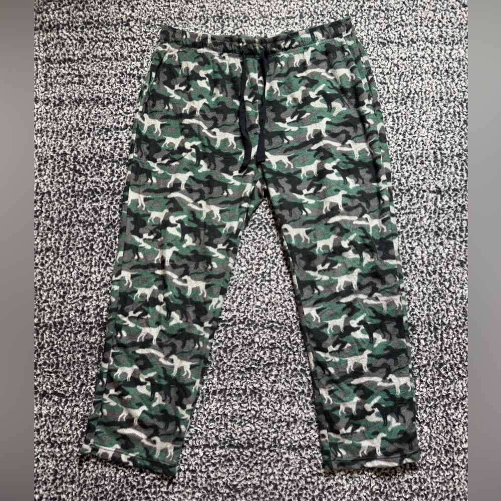 Cuddl Duds Men's Dog Patterned Camouflage Jogger Fleece Sleep Pants